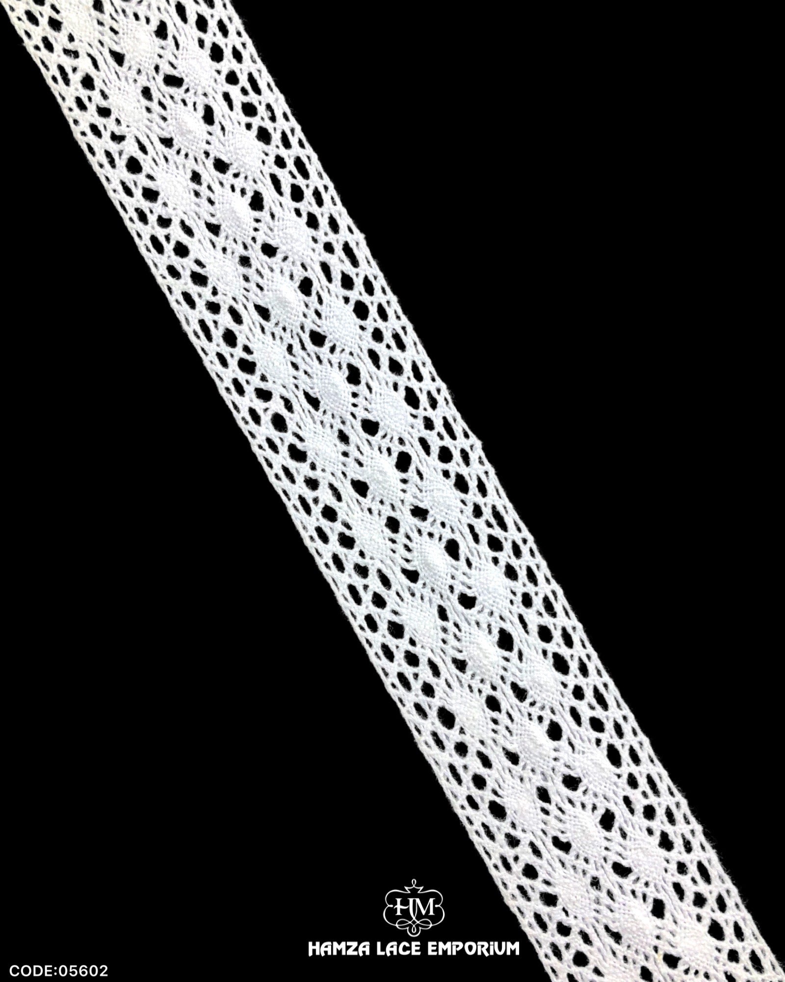 'Center Filling Crochet Lace 05602' with the name 'Hamza Lace' written at the bottom