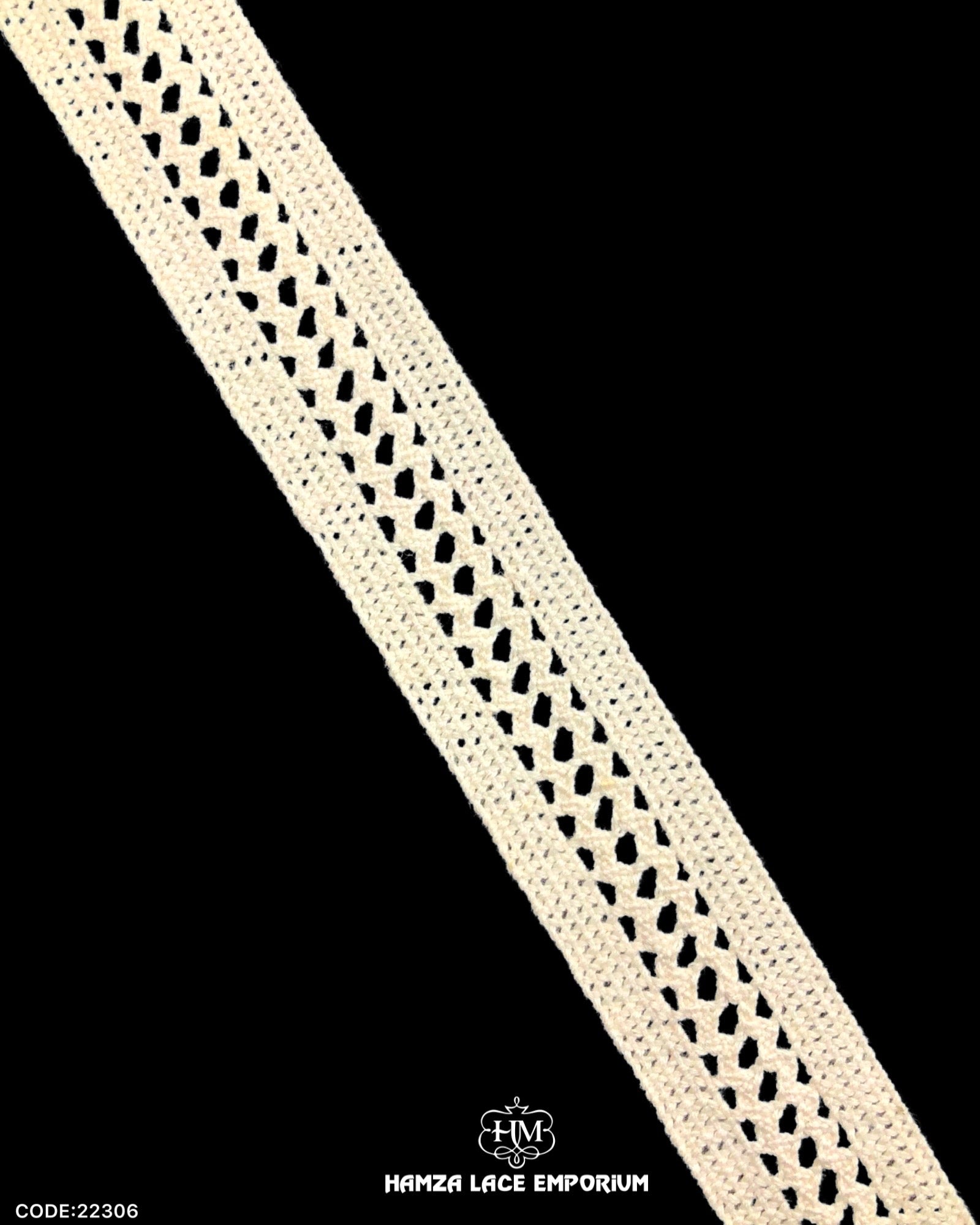 'Center Filling Crochet Lace 22306' with the brand name 'Hamza Lace' written at the bottom
